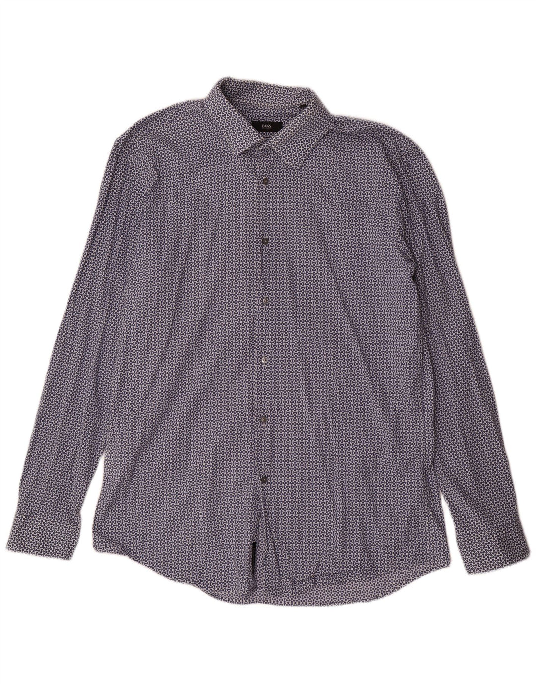 Męska koszula slim fit Hugo Boss z abstrakcyjnym wzorem, rozmiar 43 17 XL, granatowa