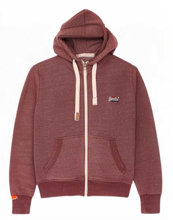 Męski sweter z kapturem i zamkiem Superdry, duży, bordowy, bawełniany