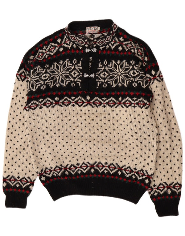 Sportique Damski sweter z golfem 2XL Off White Fair Isle Wool