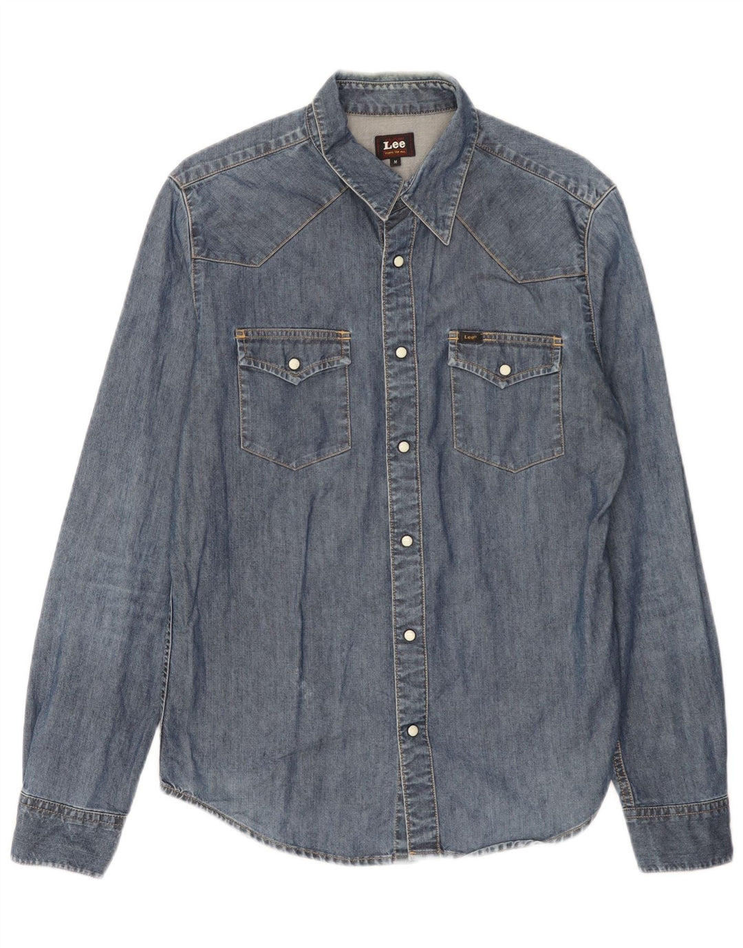Męska koszula dżinsowa Lee, średnia niebieska, bawełniana