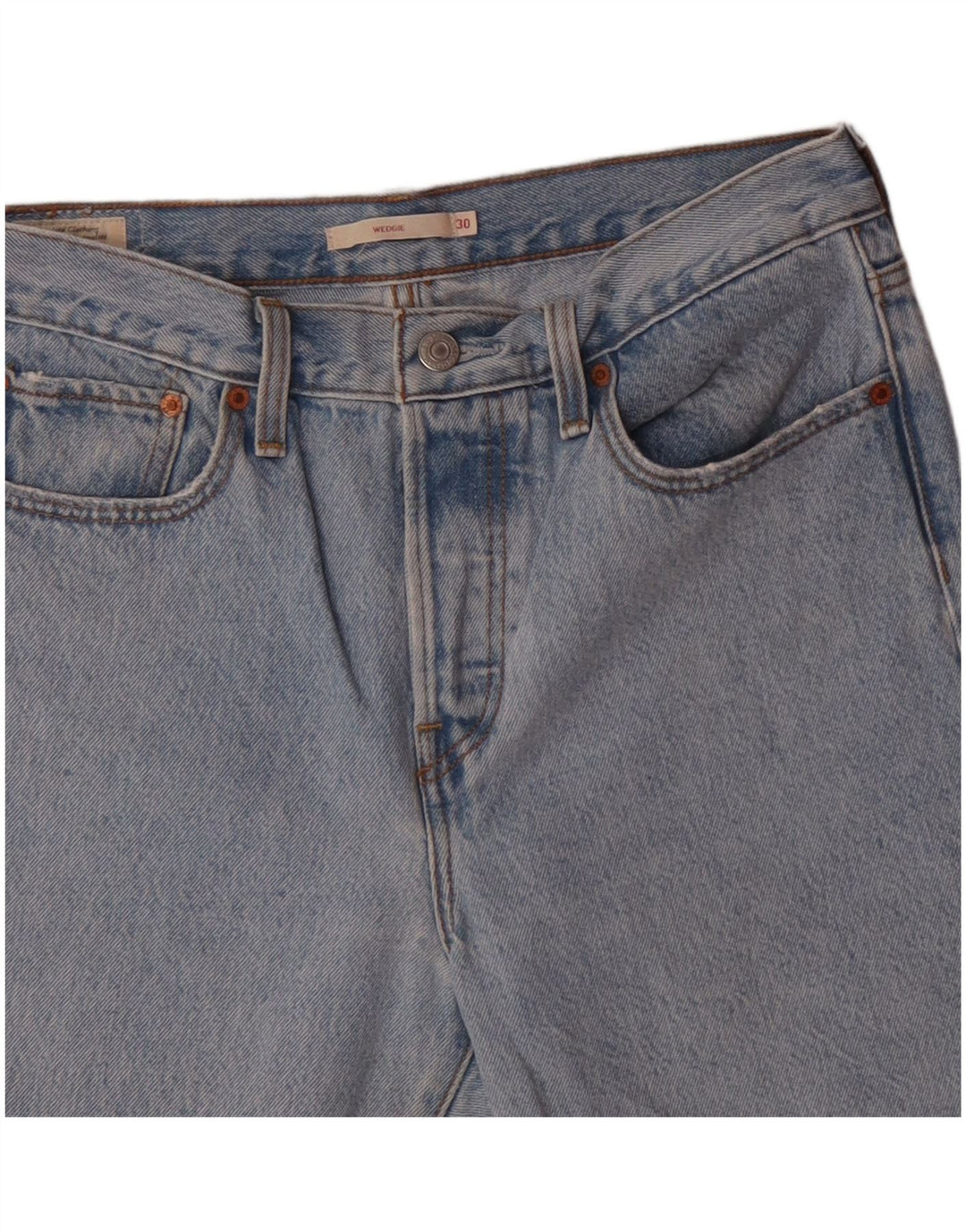 Damskie spodenki jeansowe LEVI'S Wedgie W30 Średnioniebieskie, bawełniane