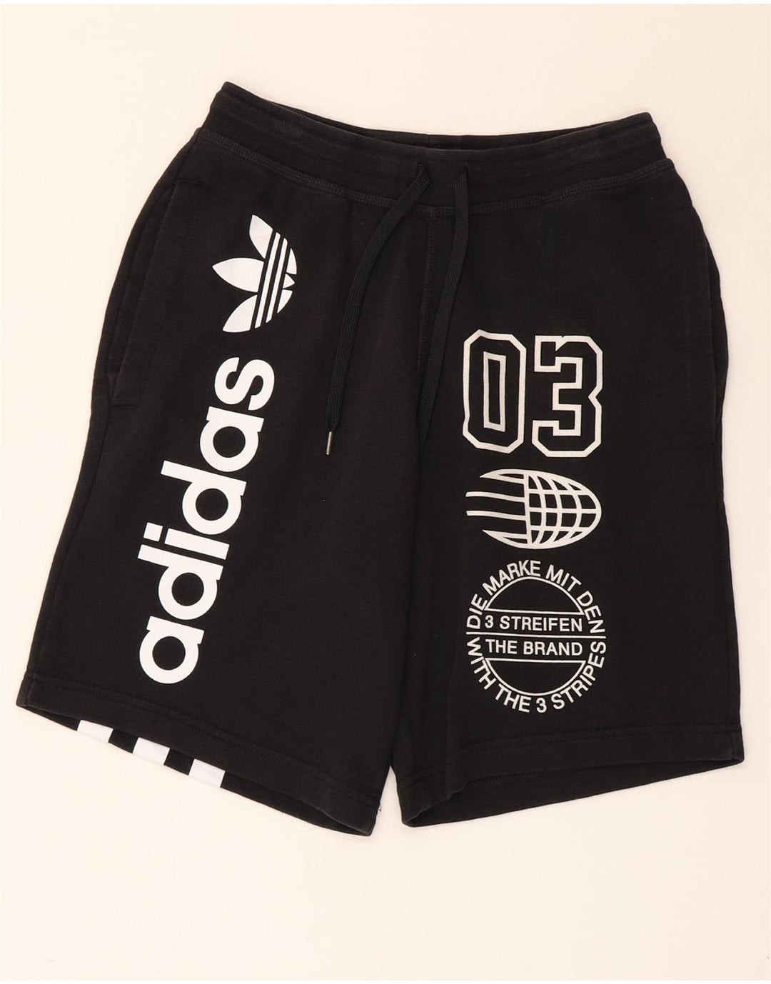 Męskie spodenki sportowe ADIDAS z grafiką, małe, czarne, bawełniane