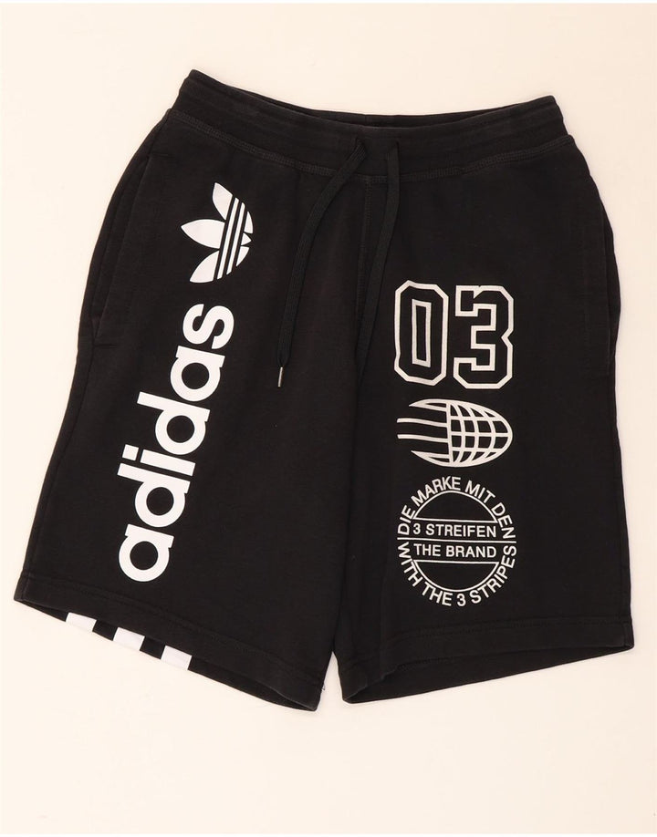 Męskie spodenki sportowe ADIDAS z grafiką, małe, czarne, bawełniane
