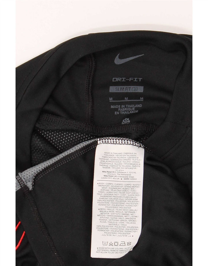 Męski T-shirt Nike Dri Fit Slim Top, średni czarny poliester z blokami kolorów