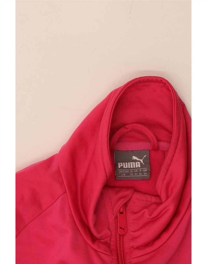 PUMA Womens Graphic Tracksuit Top Jacket UK 14 Large  Pink Polyester Vintage Puma and Second-Hand Puma from Messina Hembry 