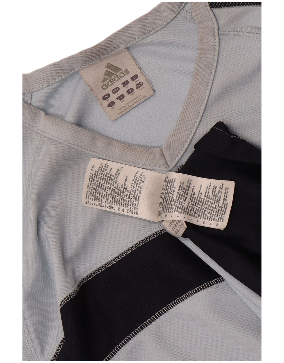 Adidas Męski T-Shirt Top XL Niebieski Poliester z blokami kolorów