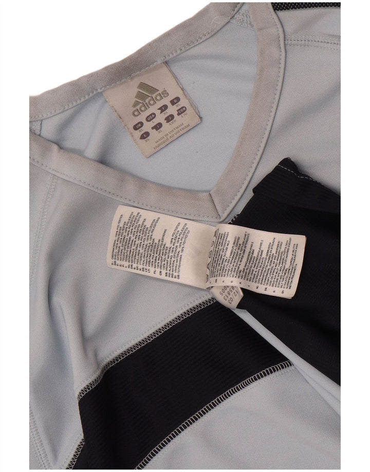Adidas Męski T-Shirt Top XL Niebieski Poliester z blokami kolorów