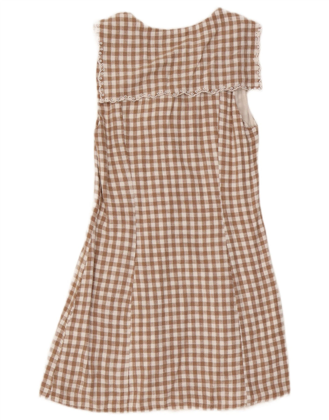 Damska sukienka typu shift bez rękawów Zara UK 10 Small Brown Gingham Wiskoza