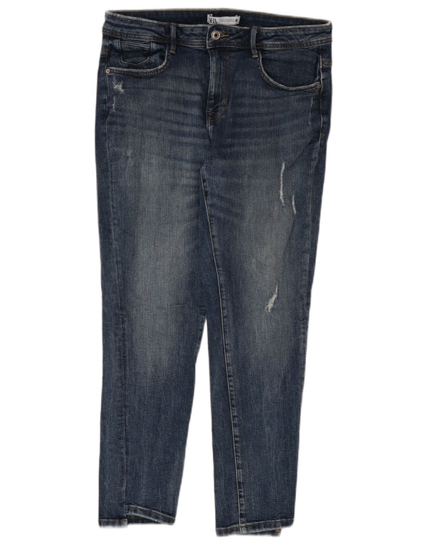 Damskie jeansy Zara w trudnej sytuacji, EU 42, duże, W32, L27, niebieskie