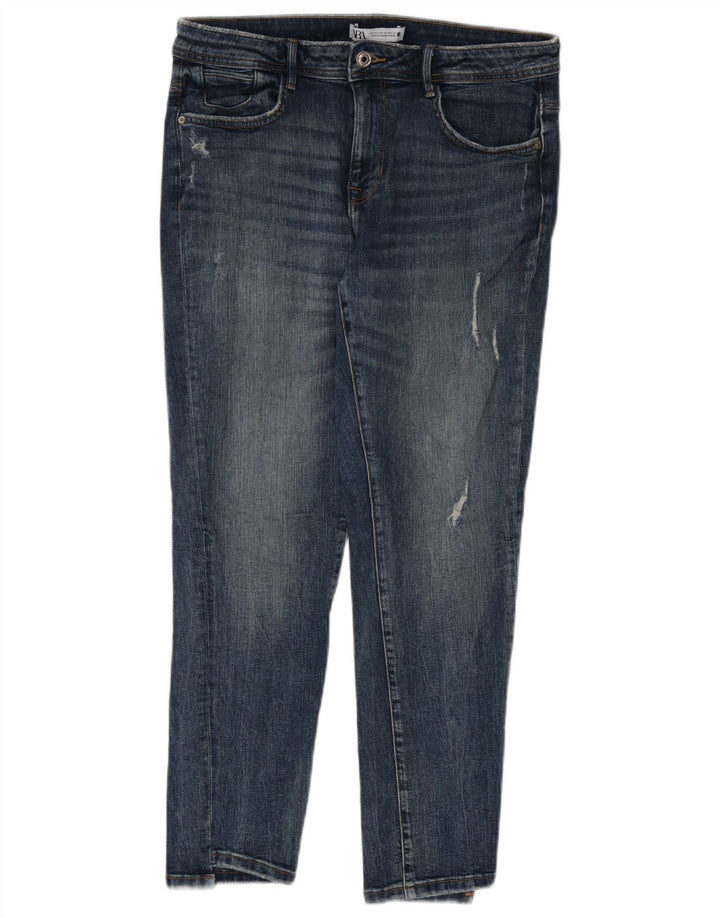 Damskie jeansy Zara w trudnej sytuacji, EU 42, duże, W32, L27, niebieskie