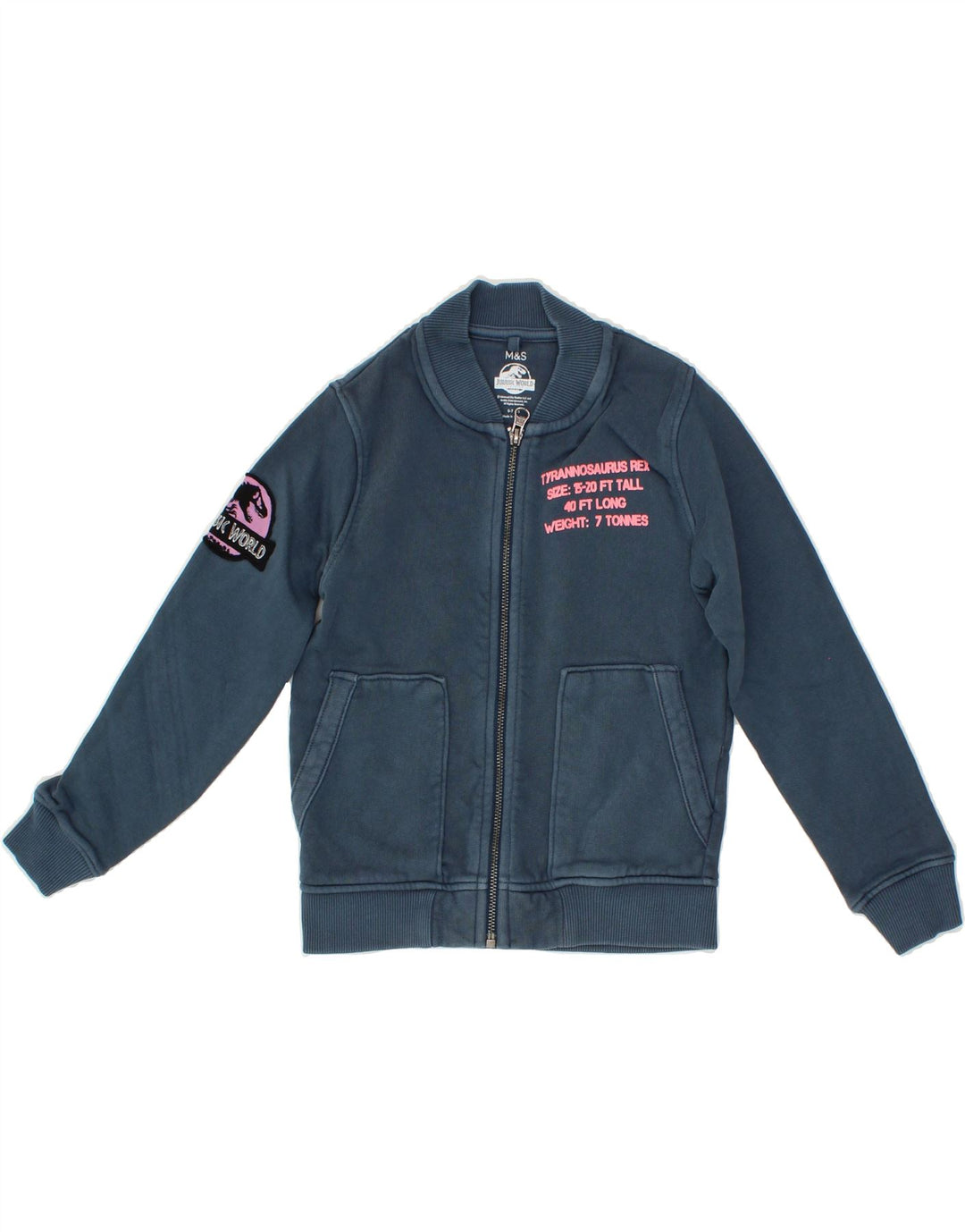 MARKS & SPENCER Girls Graphic Tracksuit Top Jacket 6-7 Years Navy Blue Vintage Marks & Spencer and Second-Hand Marks & Spencer from Messina Hembry 
