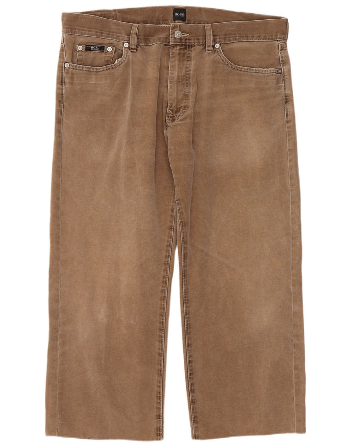 Męskie krótkie jeansy HUGO BOSS W38 L25 Brązowa bawełna