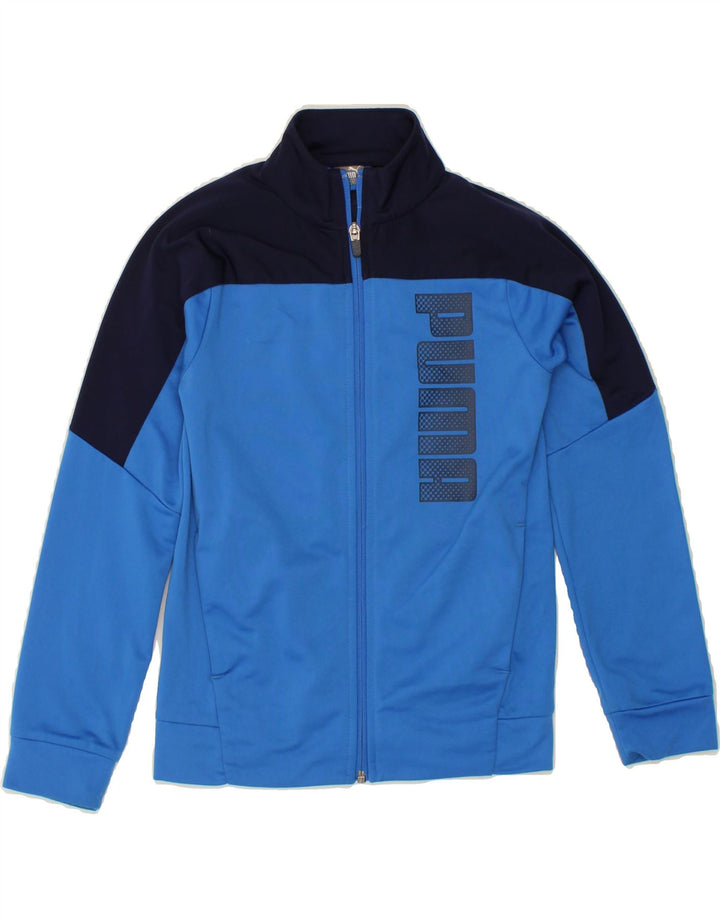 PUMA Boys Graphic Tracksuit Top Jacket 9-10 Years Medium Blue Colourblock Vintage Puma and Second-Hand Puma from Messina Hembry 