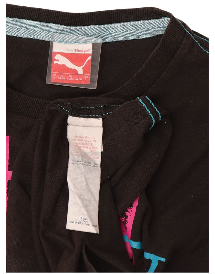 Męski T-shirt z grafiką Puma, mały, czarny, bawełniany
