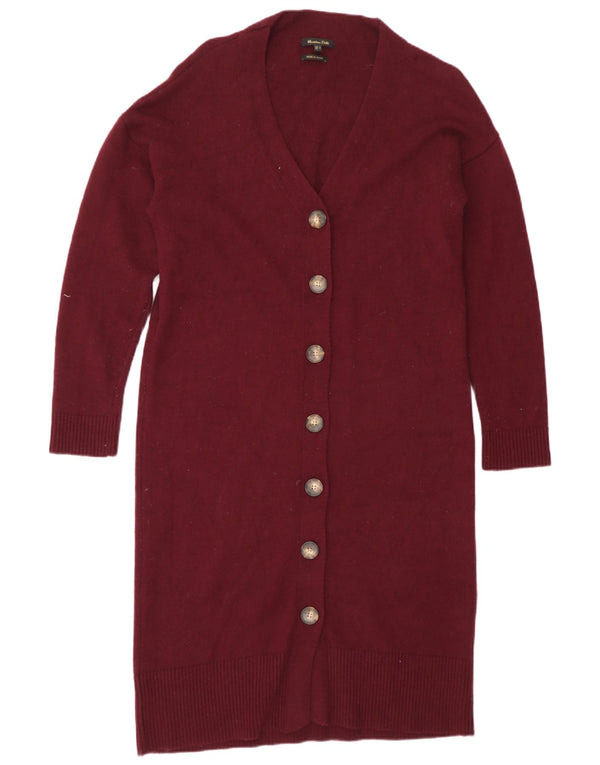 Sweter damski Massimo Dutti Longline Cardigan UK 14 średni burgund