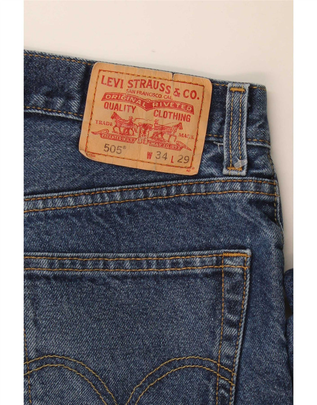 Męskie jeansy Levi's 505 o regularnym kroju W34 L29 Niebieska bawełna