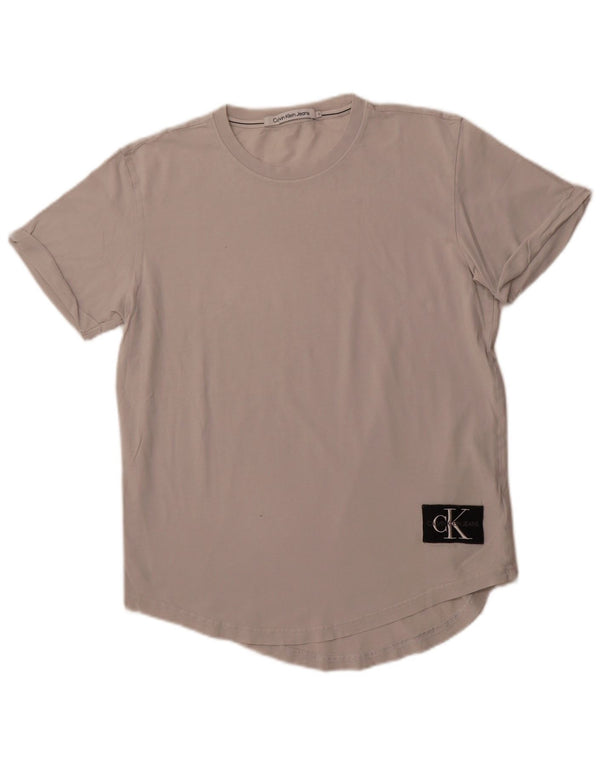 Męski T-shirt z grafiką CALVIN KLEIN JEANS, średniej wielkości biała bawełna