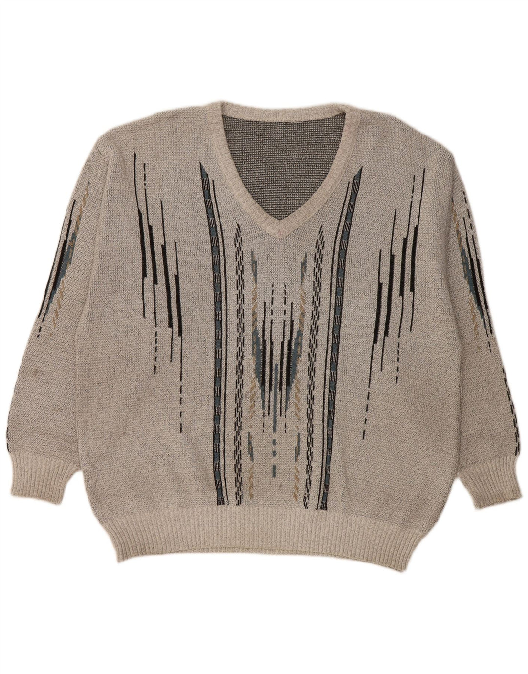 Męski sweter w stylu VINTAGE, duży, szary, geometryczny