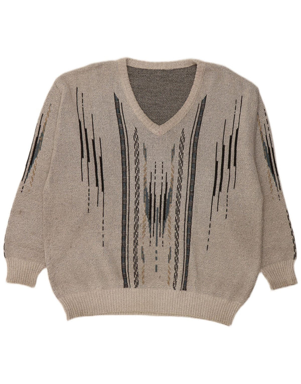 Męski sweter w stylu VINTAGE, duży, szary, geometryczny