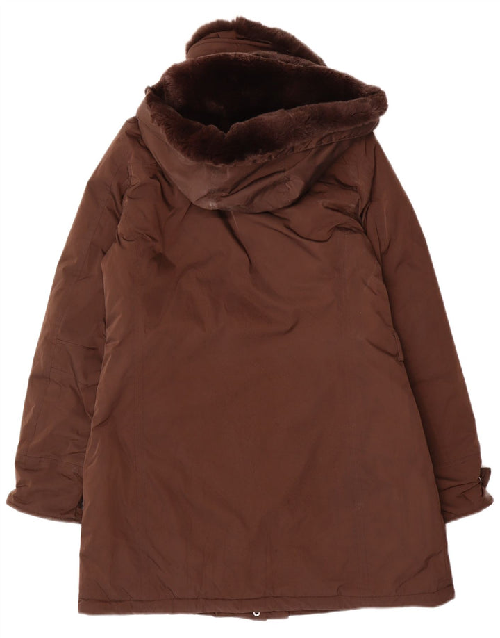 Damska kurtka parka z kapturem Woolrich UK 14, średni brązowy poliester