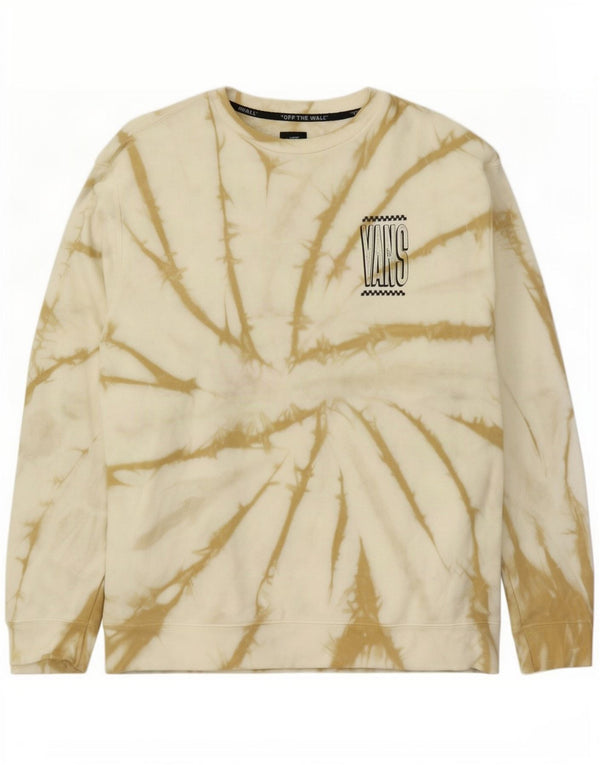 Męski sweter Vans z grafiką, duży, złamanej bieli, bawełniany Tie Dye