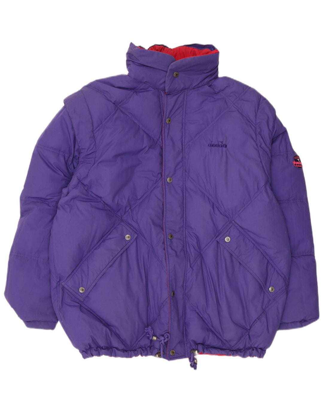 DIADORA Męska, dwustronna, oversize'owa ocieplana kurtka UK 42 XL, czerwona, poliester