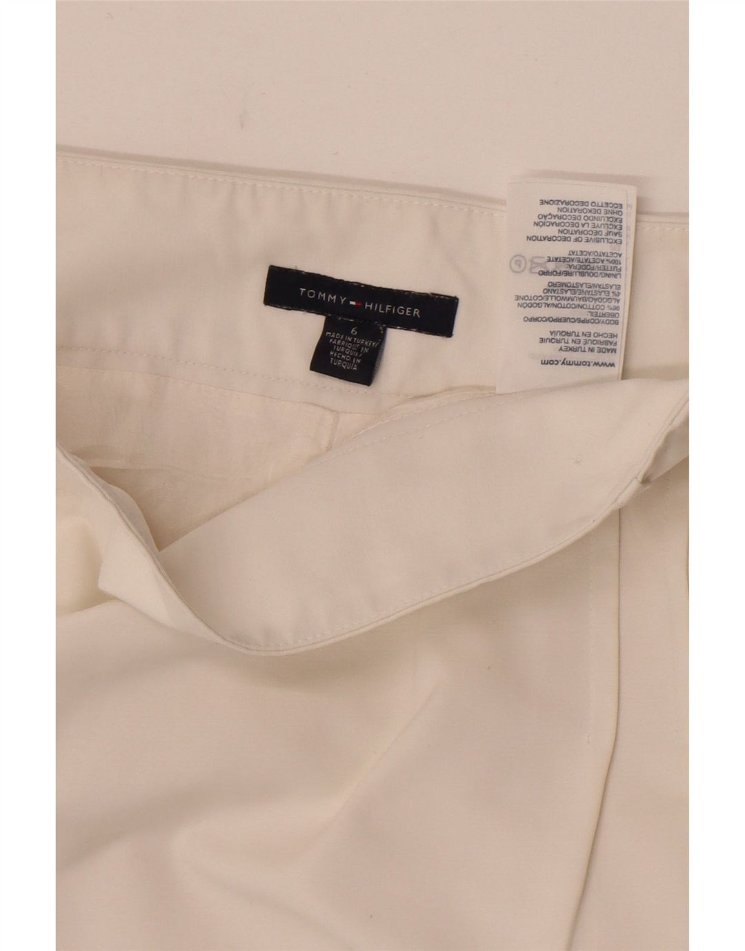 Prosta spódnica damska Tommy Hilfiger US 6 Medium W29 Biała bawełna