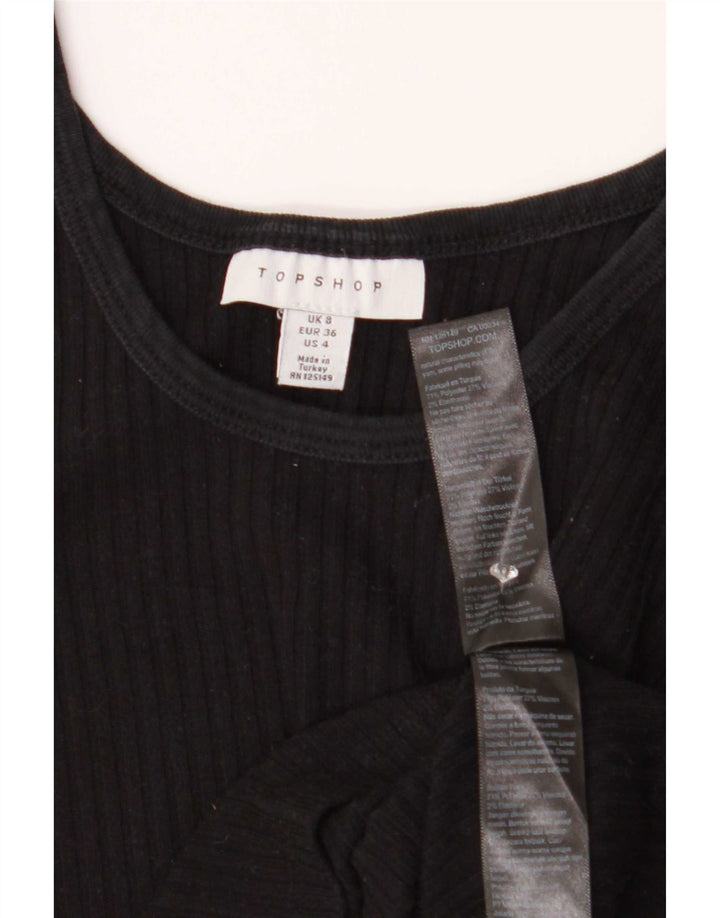 Topshop damski top na ramiączkach UK 8, mały, czarny poliester