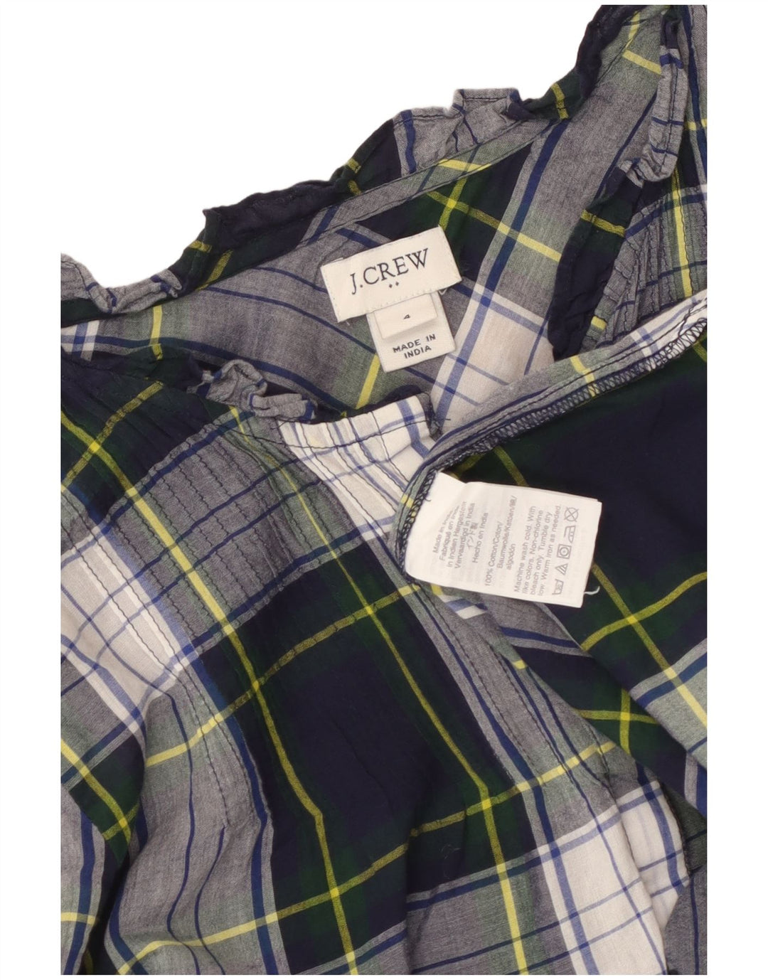 Damska bluzka koszulowa J. CREW US 4, mała, granatowa, bawełniana w kratkę