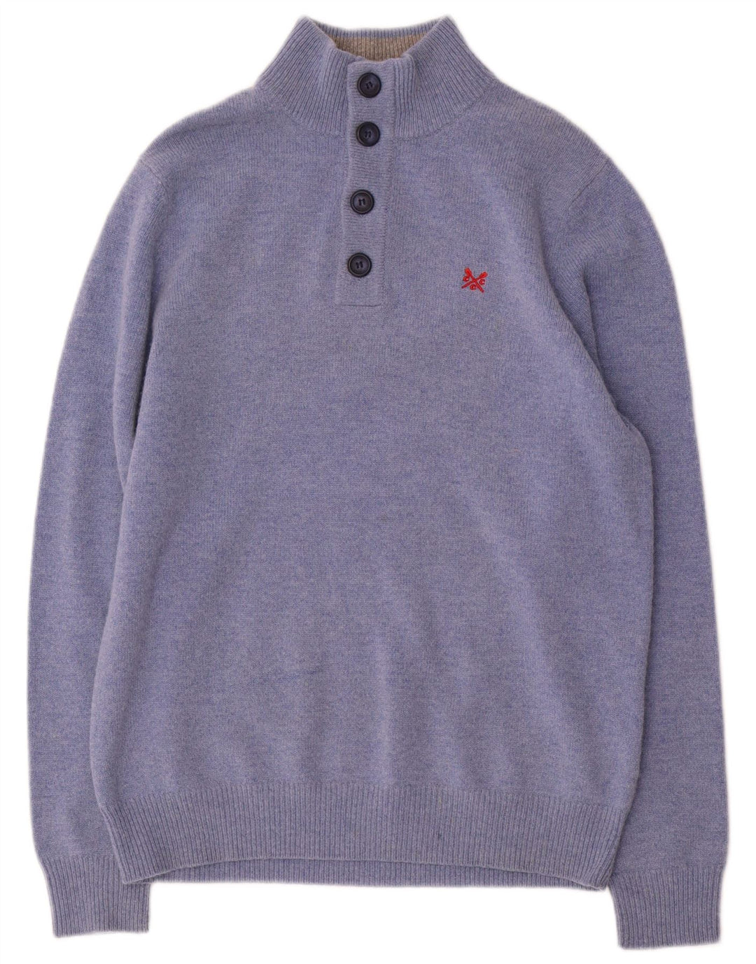 Crew Clothing Męski sweter zapinany na guziki Średni niebieski wełniany