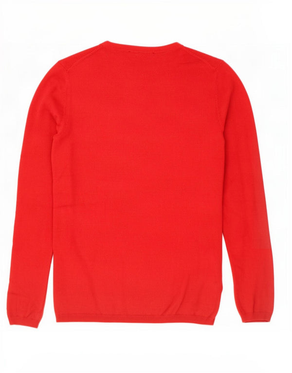 Damski sweter z okrągłym dekoltem Tommy Hilfiger UK 12, średni czerwony bawełniany