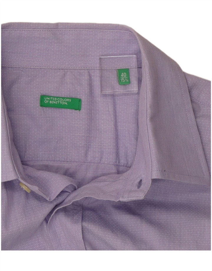 Koszula męska BENETTON rozmiar 40 15 3/4 średni fiolet w cętki