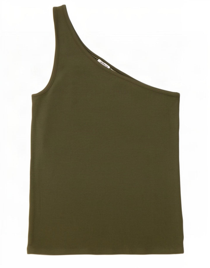 Marks & Spencer Damski top na jedno ramię, UK 12, średnia bawełna khaki
