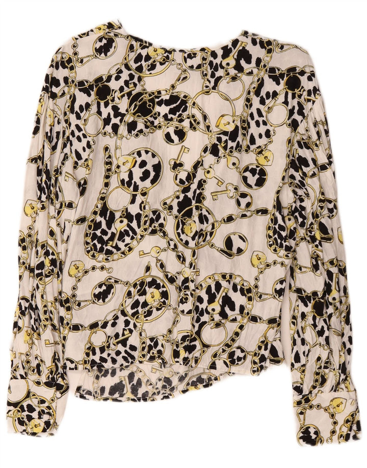 Topshop damski oversize'owy kardigan z abstrakcyjnym wzorem, UK 6 XS, biały
