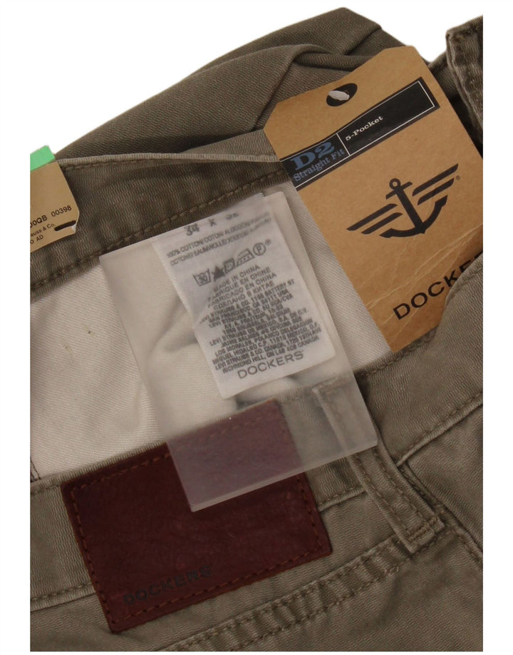 Męskie proste spodnie codzienne Dockers W34 L32 Khaki, bawełna