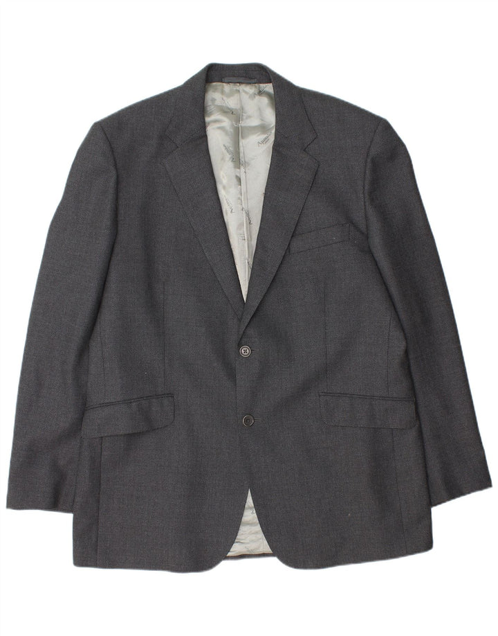 Męska marynarka zapinana na 2 guziki Aquascutum UK 46 3XL Szara wełna