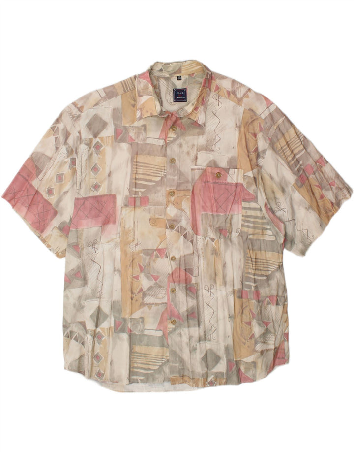 CLUB D'AMINGO Mens Abstract Pattern Shirt Size 45/46 2XL Beige Vintage Club D'Amingo and Second-Hand Club D'Amingo from Messina Hembry 