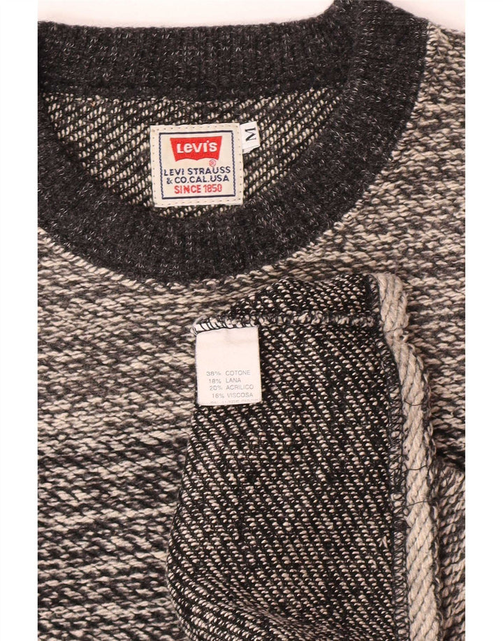 Męski sweter Levi's z okrągłym dekoltem, średniej szarości, bawełniany w paski