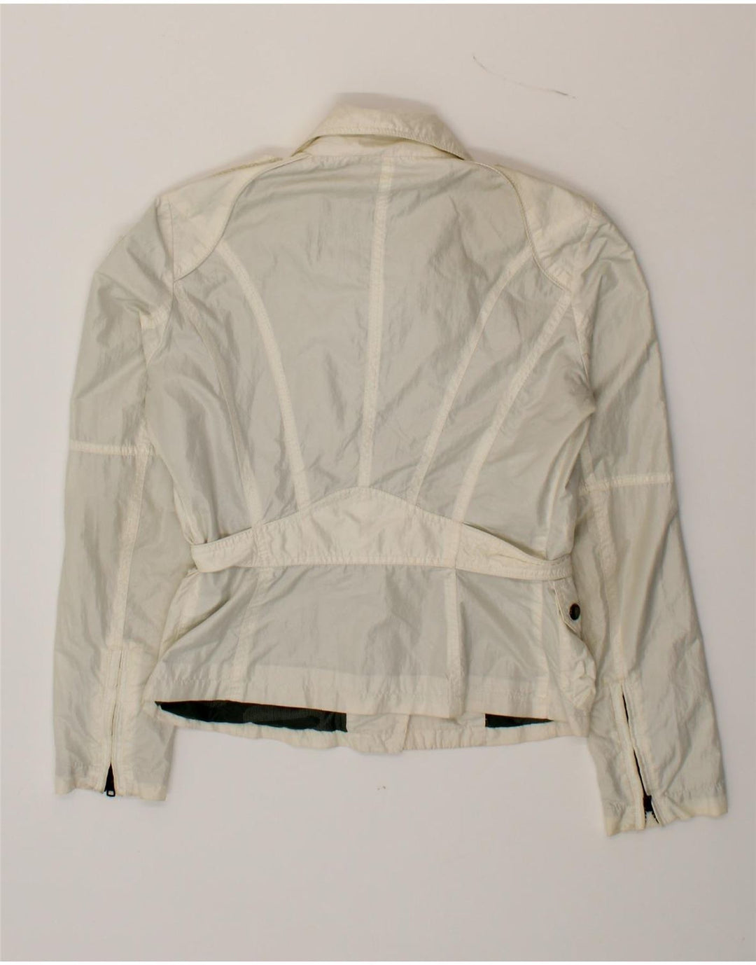 BLAUER Womens Biker Jacket UK 6 XS Off White Polyester Vintage Blauer and Second-Hand Blauer from Messina Hembry 