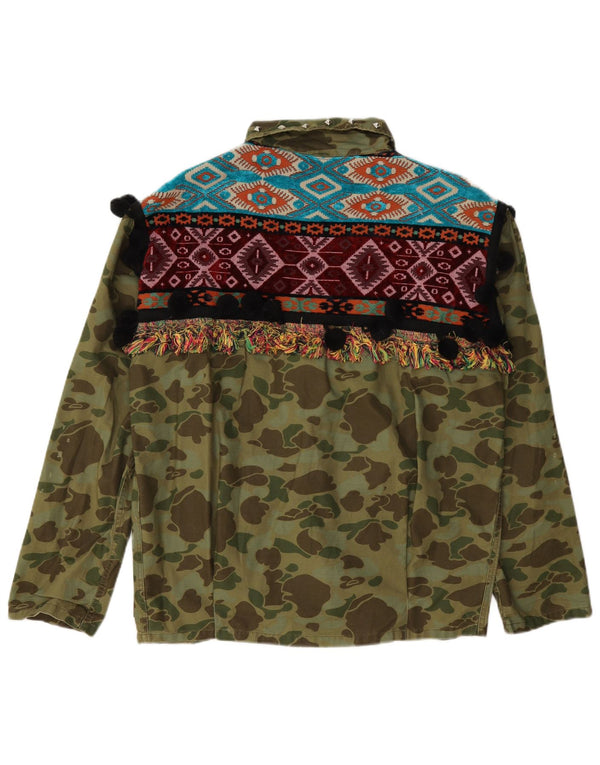 Damska kurtka wojskowa oversize Zara UK 6 XS Khaki, bawełniana w kamuflażu