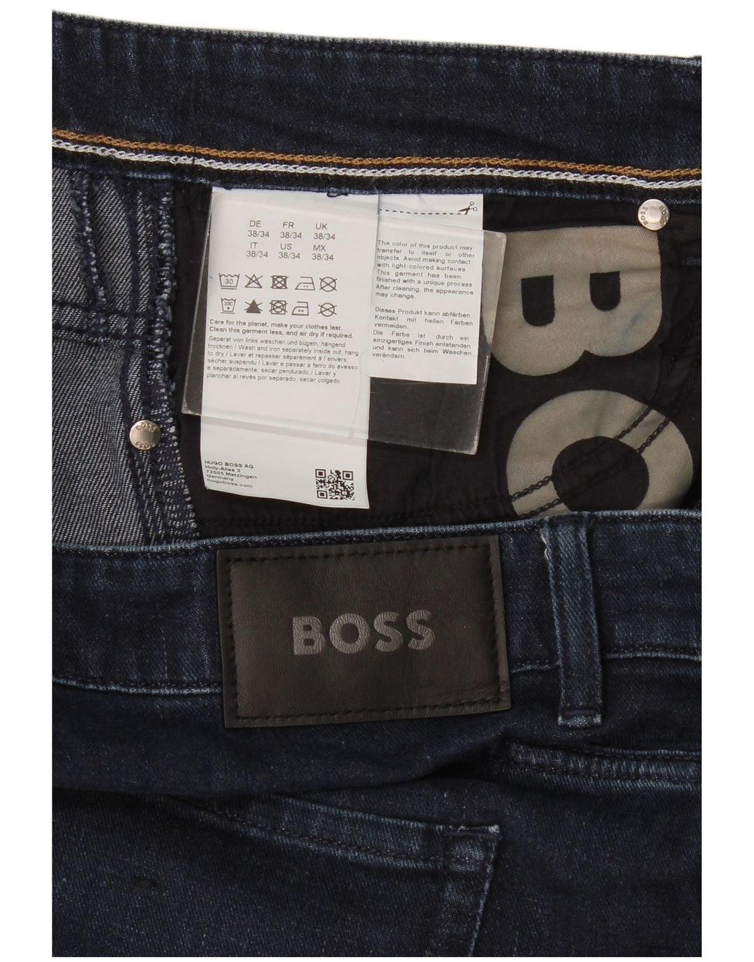 Męskie jeansy slim Hugo Boss W38 L34 Granatowa bawełna