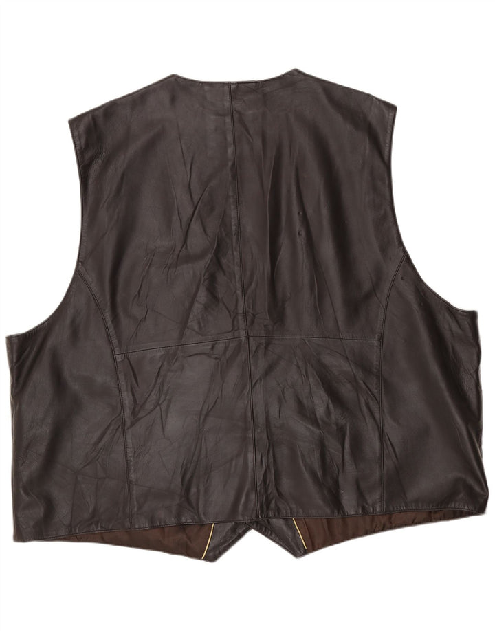 Vintage męska skórzana kamizelka 2XL brązowa skóra