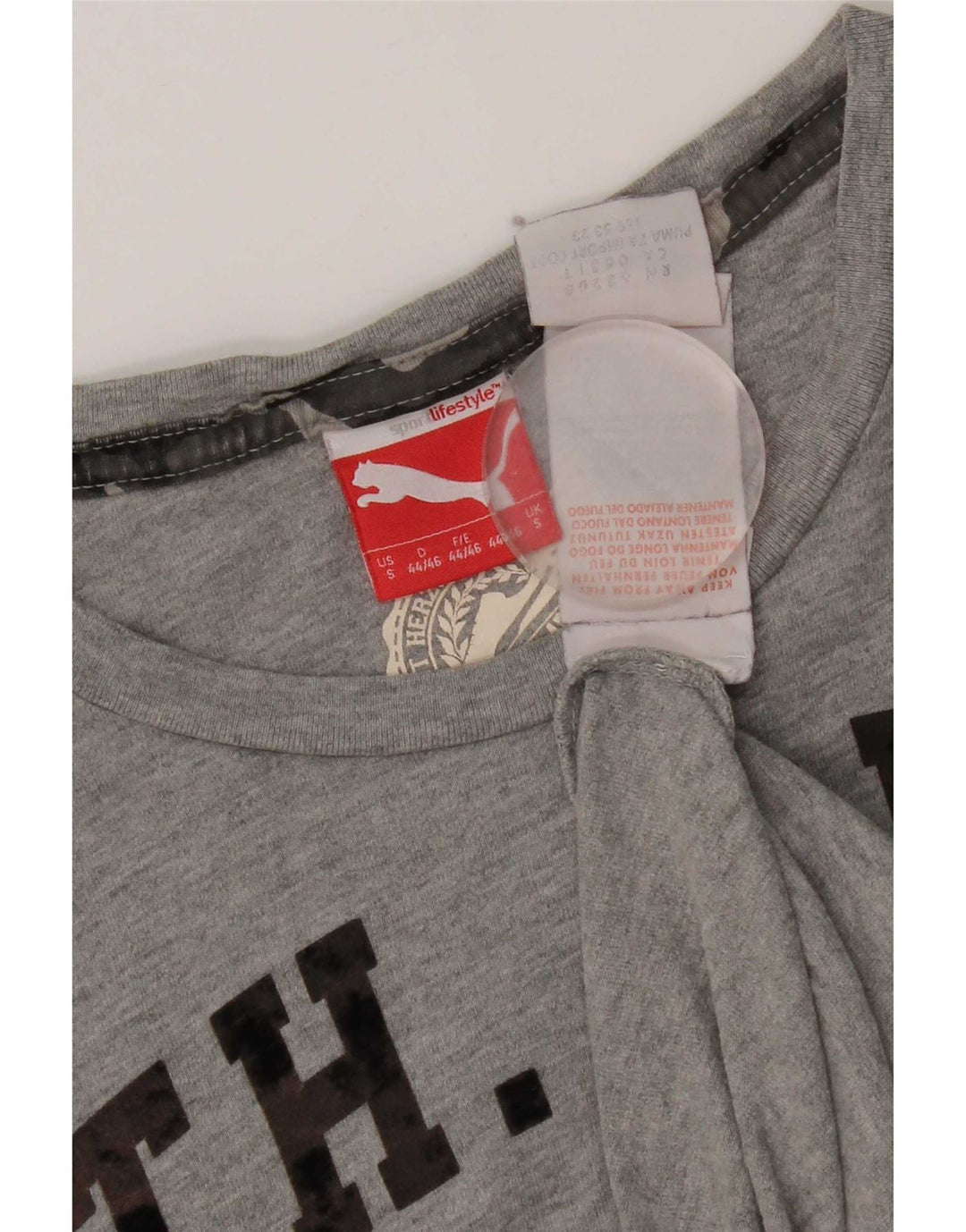 Męski T-shirt Puma z grafiką, mały, szary, bawełniany