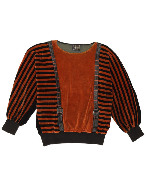 Damski sweter z dekoltem w łódkę LA MAISON BLU UK 14 w średnie brązowe paski