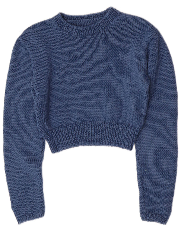 Sweter damski w stylu vintage, z dekoltem w łódkę, UK 8, mały niebieski