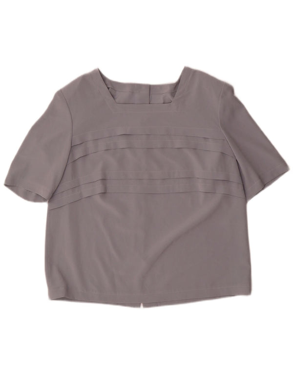 Vintage Womens Short Sleeve Shirt Blouse UK 16 Large Grey