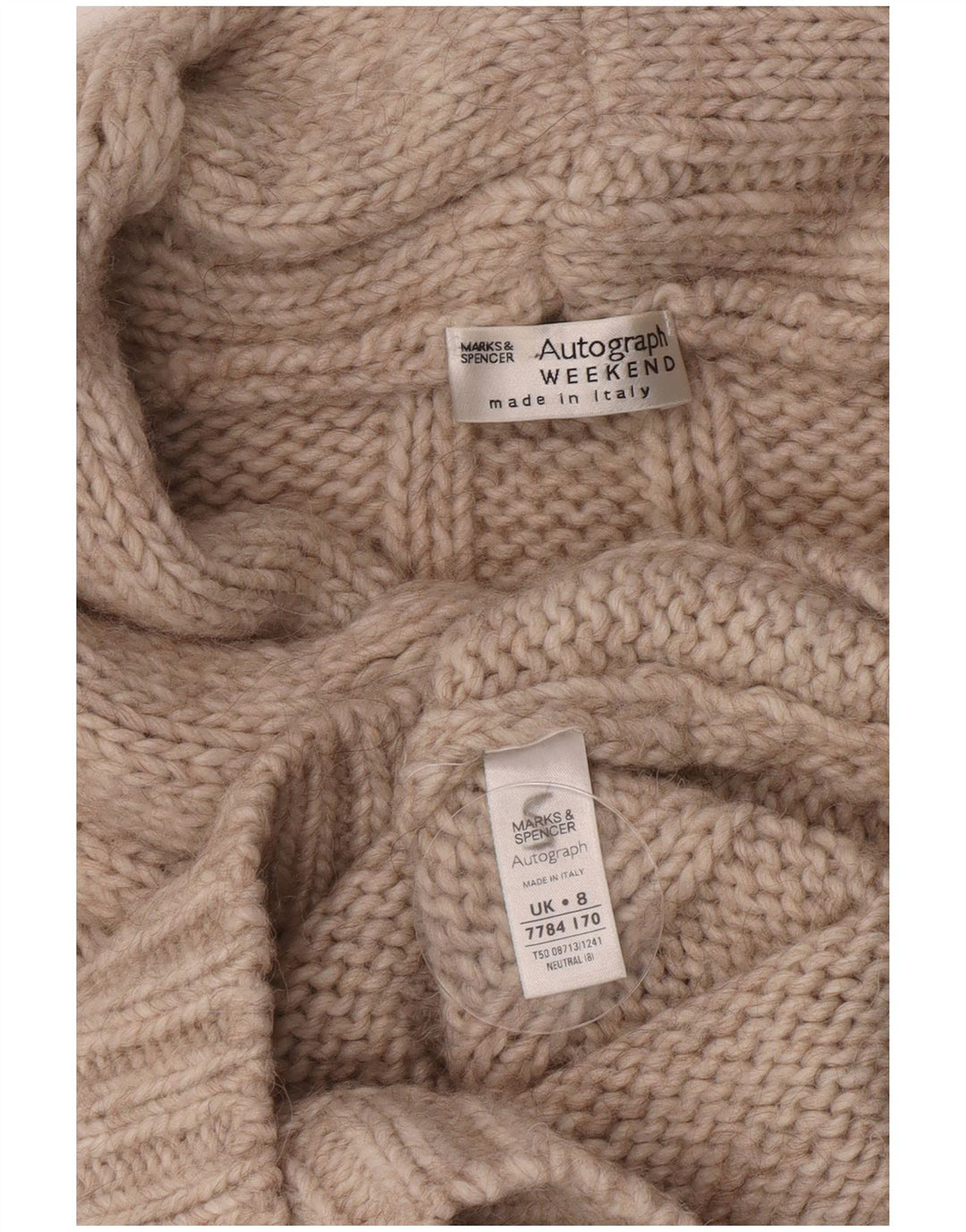 Marks & Spencer Damski sweter z golfem UK 8 Small Beżowy Akryl