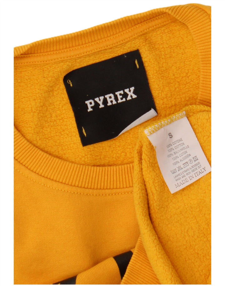 Męska bluza z grafiką Pyrex, mała, żółta bawełna