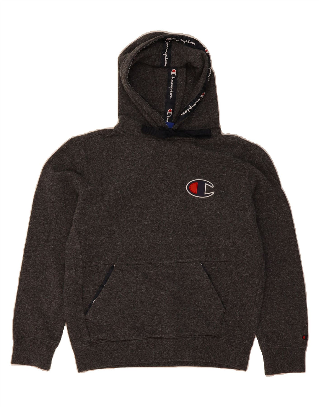 CHAMPION Womens Graphic Hoodie Jumper UK 14 Medium Grey Vintage Champion and Second-Hand Champion from Messina Hembry 