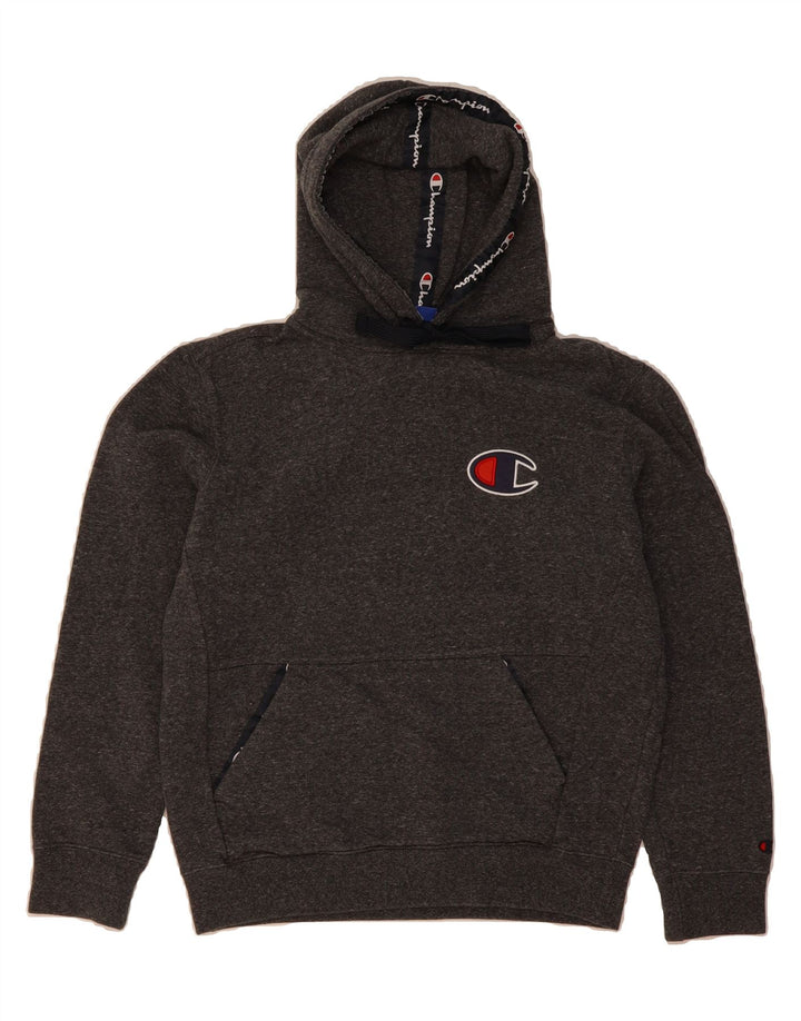 CHAMPION Womens Graphic Hoodie Jumper UK 14 Medium Grey Vintage Champion and Second-Hand Champion from Messina Hembry 